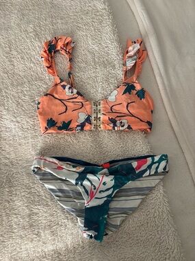 Maaji Teal & Coral Reversible Swim bikini